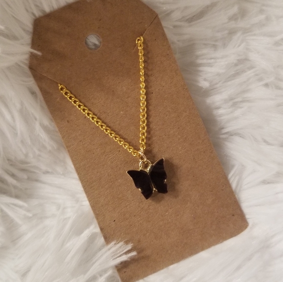 Black Butterfly Necklace 18 Inches - Picture 6 of 16
